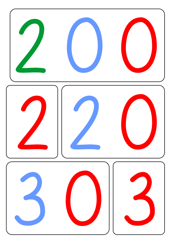 Zahlenkarten für den ZR 1000 in anderen Farben
